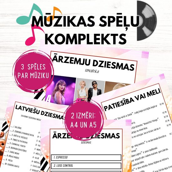 Mūzikas spēļu komplekts jauniešiem un pieaugušajiem, digitāls PDF fails